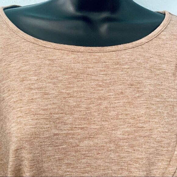 SHEIN Light Brown Split Hem Pullover Long Sleeve Shirt Size Small - Picture 2 of 9